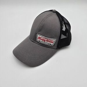 Krispy Kreme Hat Trucker Employee Snapback Cap Gray Embroidered Uniform Black